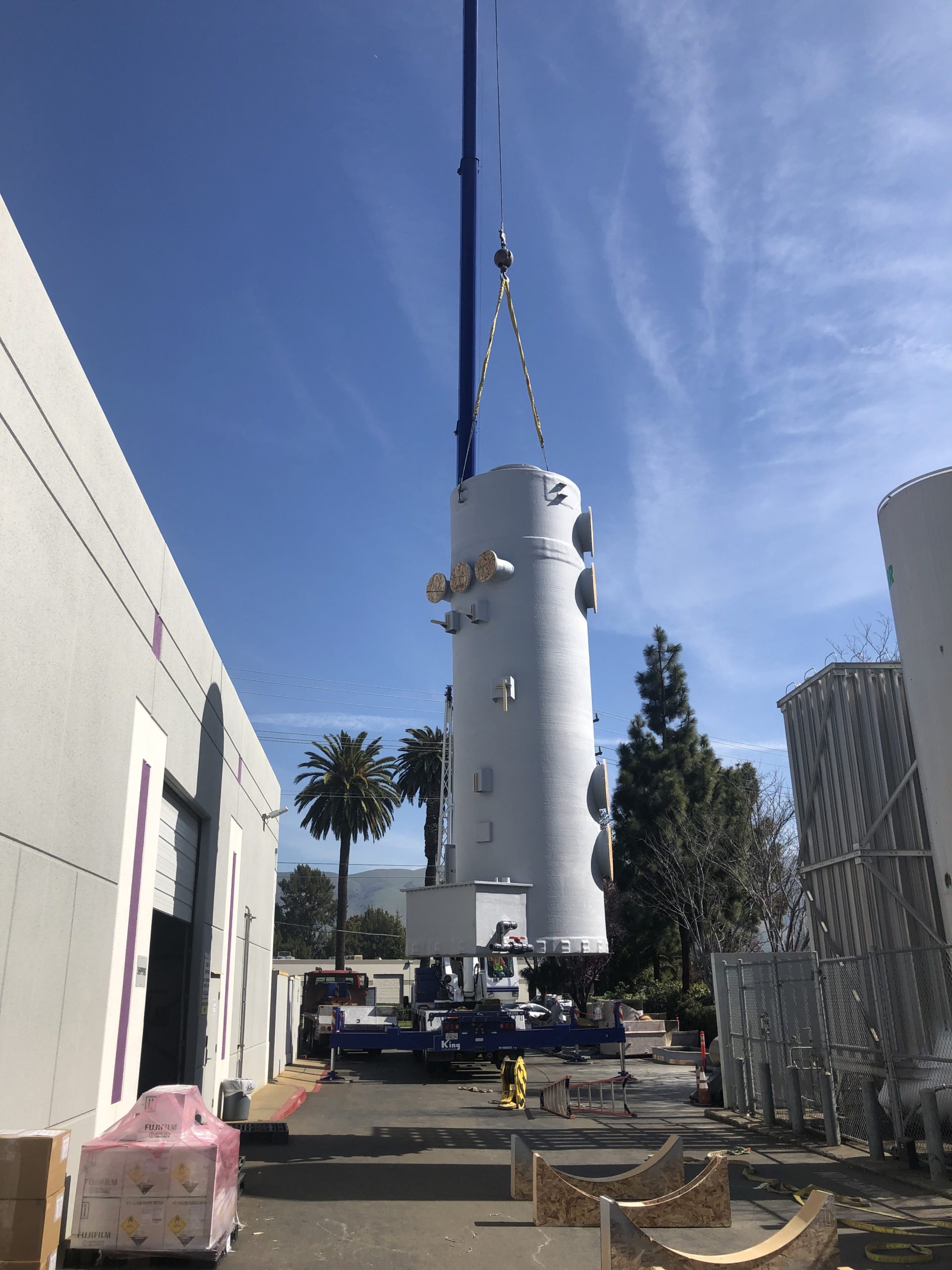 Scrubber being lifted